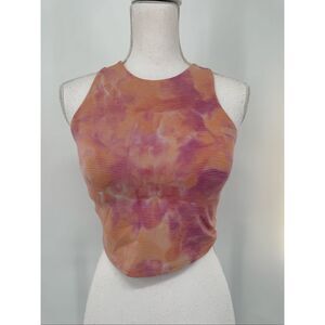 Athleta Conscious Crop Orange Pink Tie Dye Small